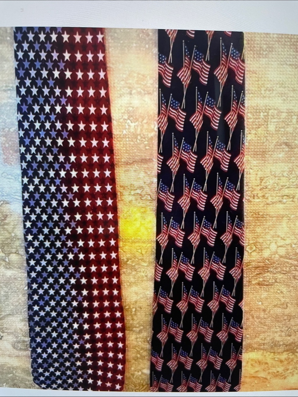 2 Patriotic American Flag Men's Tie Bundle. Red,White and Blue